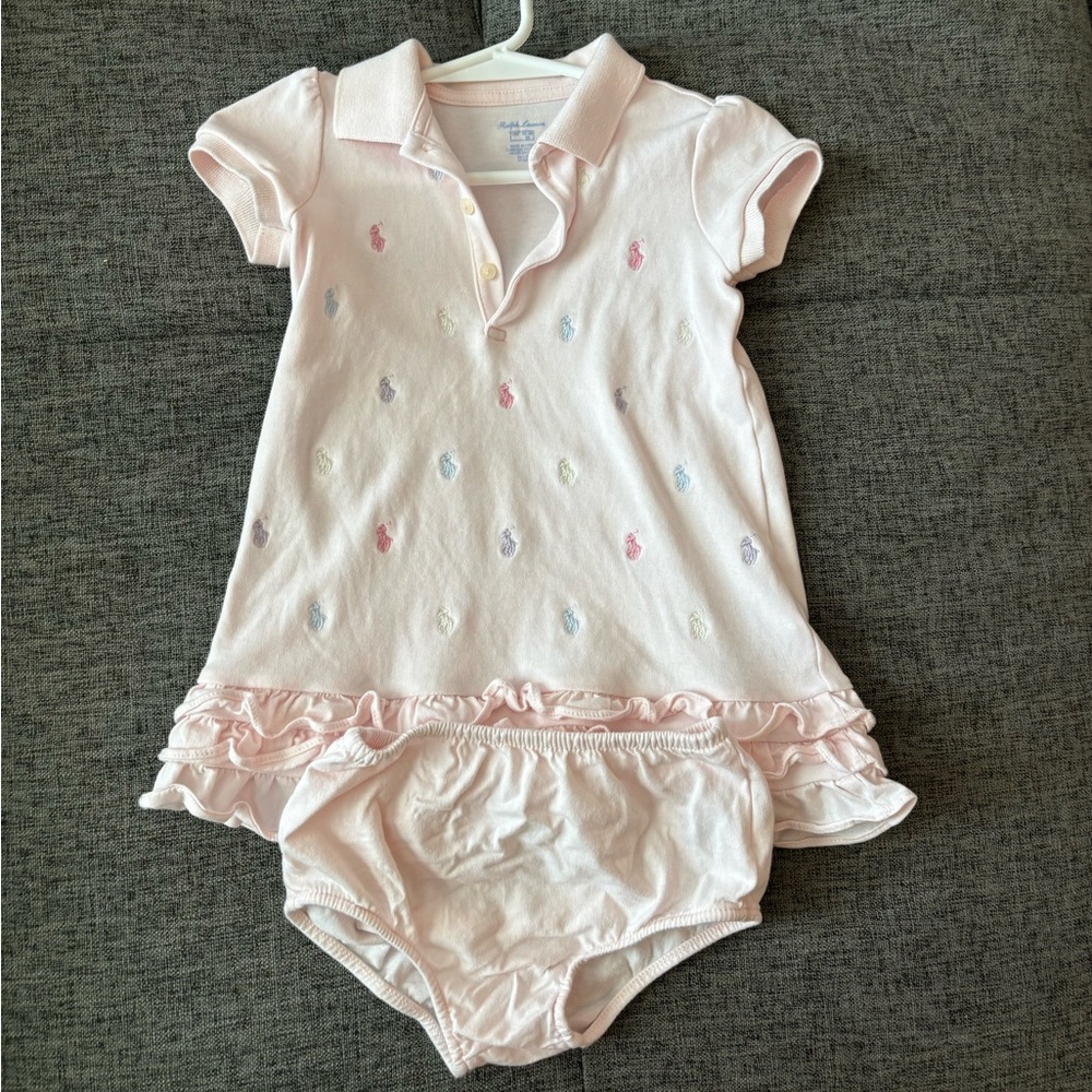 Toddler Ralph Lauren Ruffled Dress & Bloomer, Only worn Once, Size 18 months